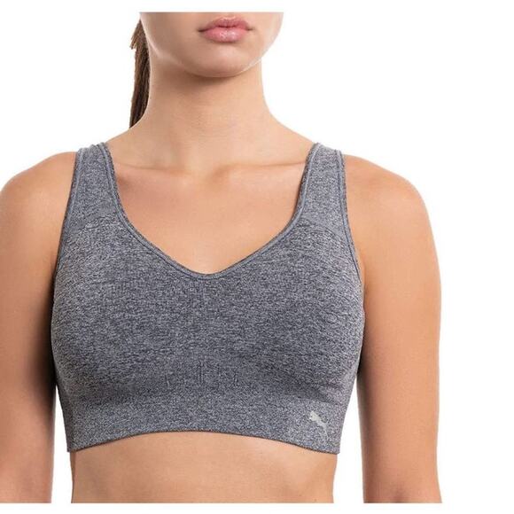 *Puma Women's Seamless Sports Bra - 2 Pack Black/Grey - No Boxes - SMALL - Picture 7 of 7